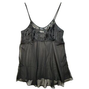 Delicates Women's Chiffon Babydoll Nightwear Sleeveless Floral Black Lightweight